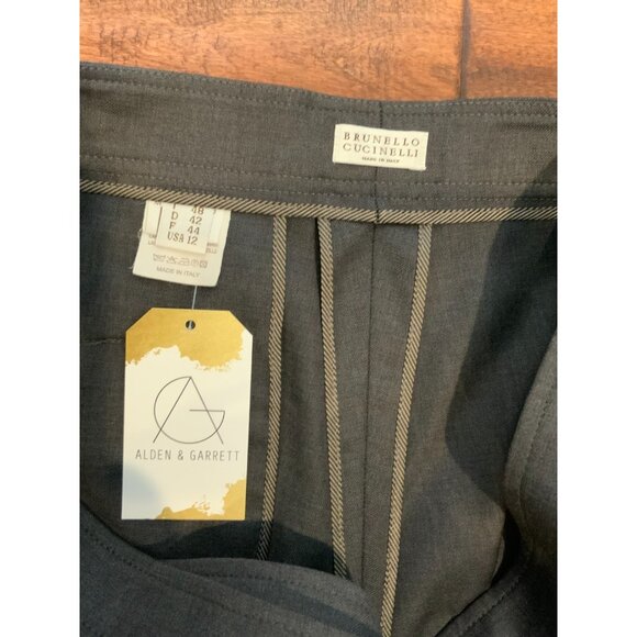 Brunello Cucinelli Gray Wool Dress Pants, Size 12 | 48 - Picture 3 of 5